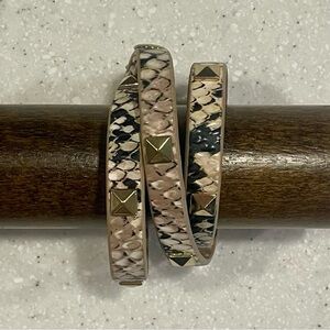 Premier Designs Gold and Cream Snake Pattern Wrap Bracelet